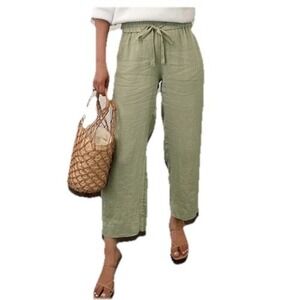 J. Crew Pants Womens Size Sm Wide-Leg Seaside Pant Linen Sage Green BOHO BREEZY